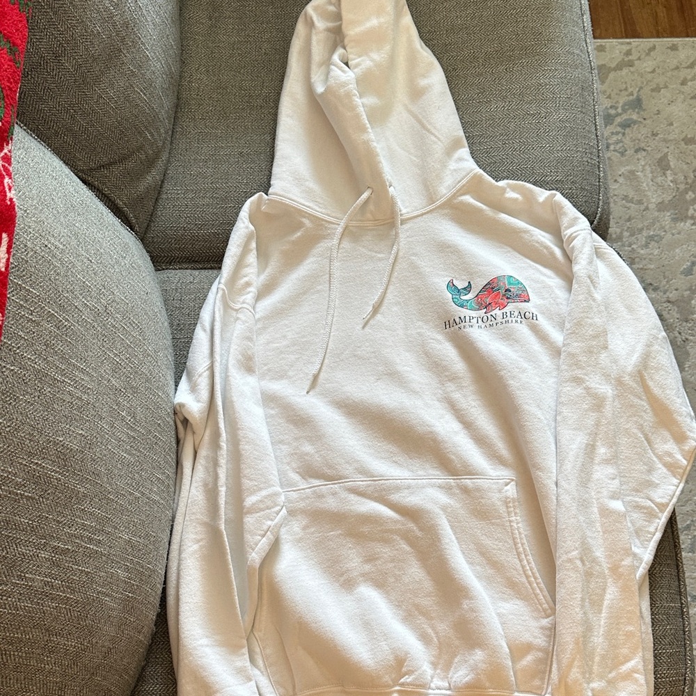 Teespring White Hampton Beach Hoodie, Size Large